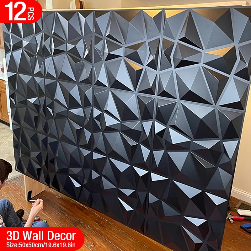 50x50cm 3D tile panel mold plaster wall 3D wall sticker living room 3D wallpaper Waterproof wall cloth ceiling Bathroom Kitchen