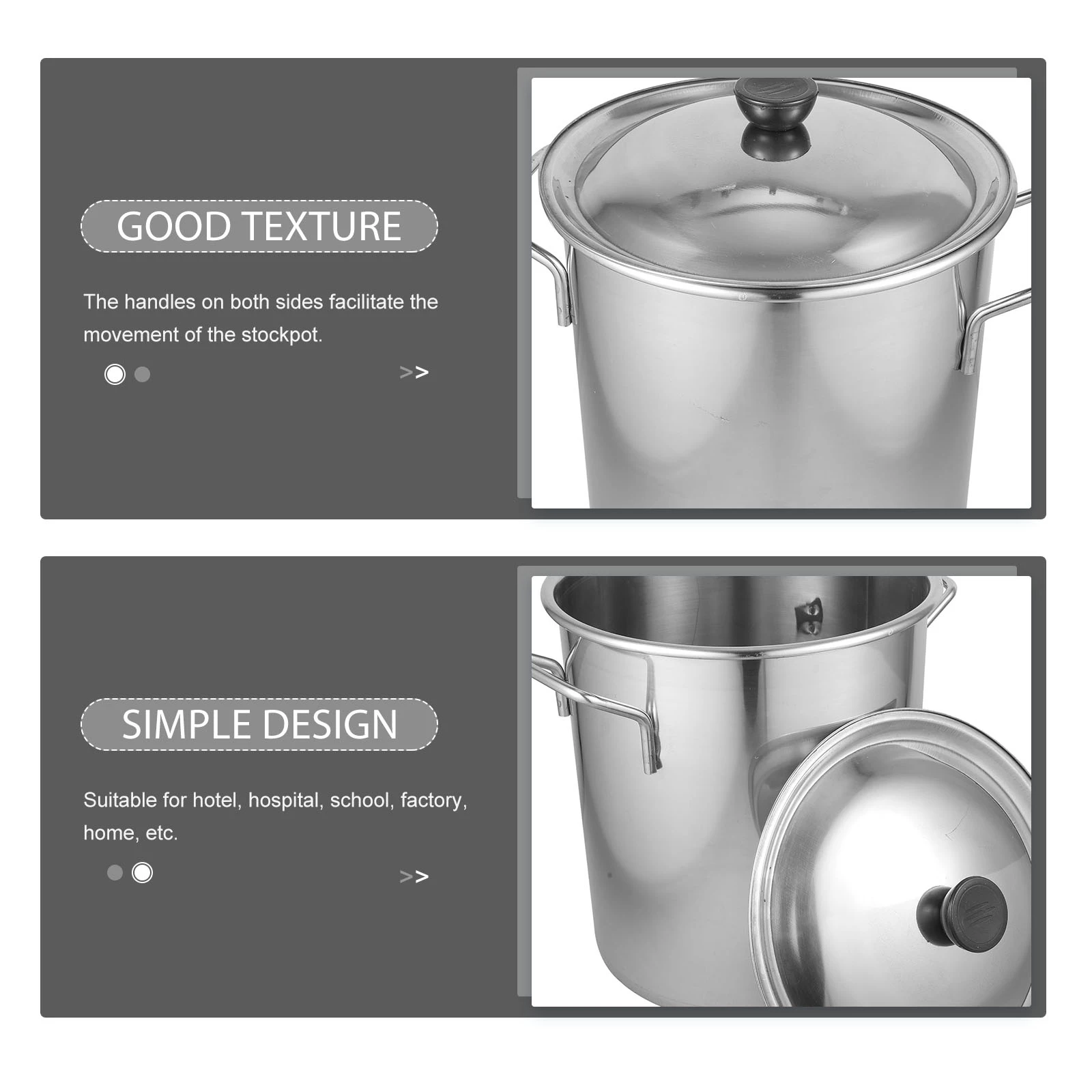 Stainless Steel Stockpot 22Cm Large Capacity Soup Pot Easy Clean Handles Rice Bucket Lid Stock Pot Stainless Steel