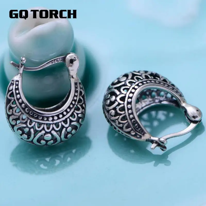 Guaranteed 925 Sterling Silver Earrings For Women Hollow Design Vintage Basket Shaped Fine Jewelry