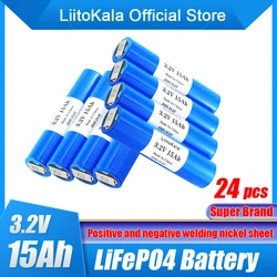 24 sztuk LiitoKala akumulator litowo-żelazowo-fosforanowy cylindryczny 3.2V 15Ah Lifepo4 komórka dla RV elektryczny samochód akumulator do przechowywania energii