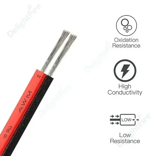Imagen 2 del producto Cable eléctrico de 2 pines, cobre estañado, PVC, aislado, rojo, negro, Cable de extensión de luz de tira LED de un solo Color, 18/26/28 AWG
