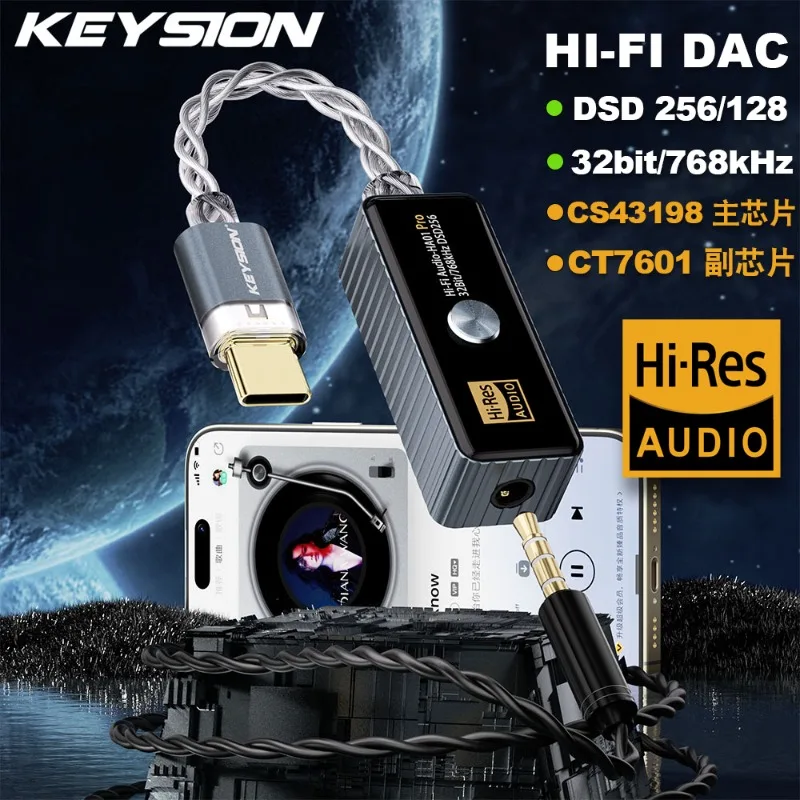 HA01 Dual Chip CS43198+CT7601 Portable USB HIFI &AMP Headphone Amplifier Lossless Portable Dongle DSD256 PMC 32Bit/762Hz