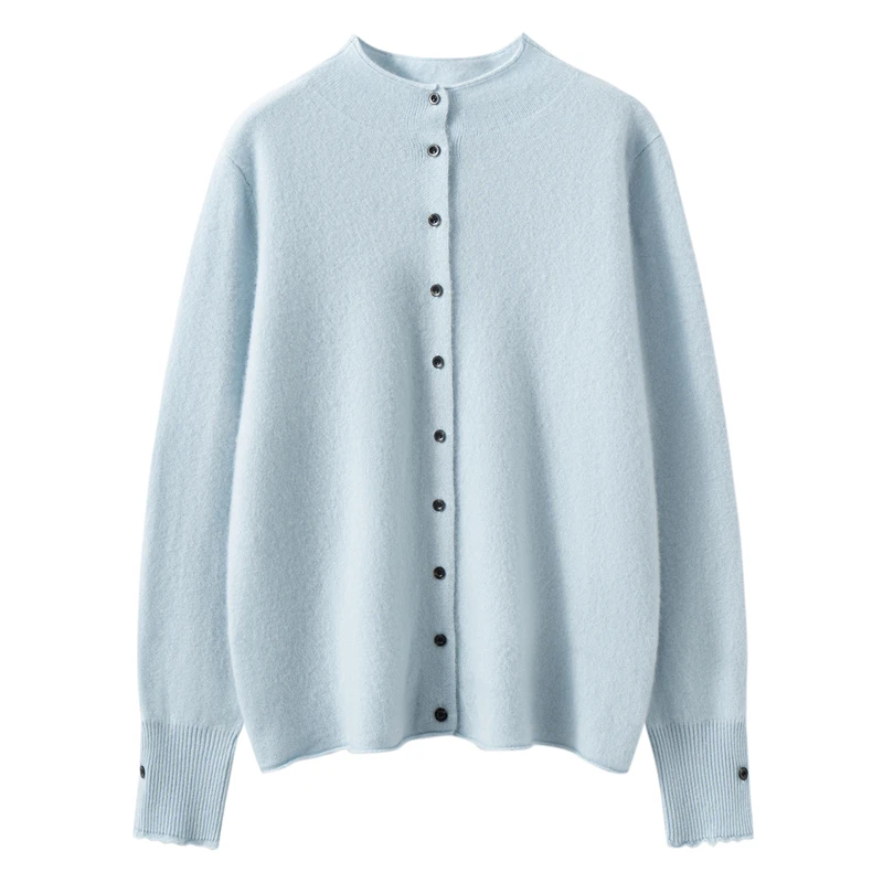 

Spring Autumn Winter 100% Goat Cashmere Women O-neck Sweater Coat Casual Cardigan Warm Long Sleeve Cashmere Knitwear Clothes Top