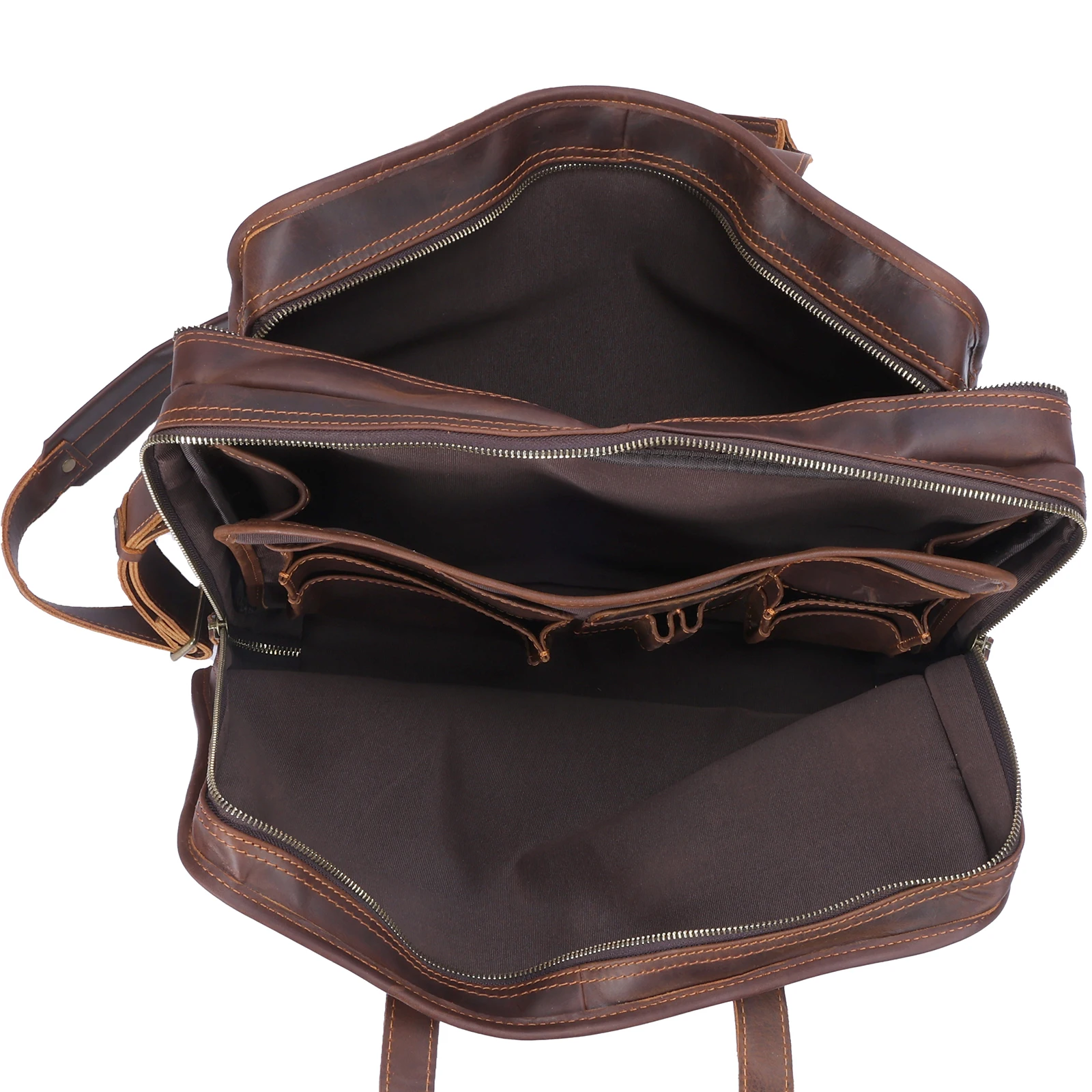 S.WORKER Neues Design Vintage Echtleder Herren-Aktentasche Laptop-Tasche Große Kapazität Rindsleder Business-Tragetasche Handtasche für Männer – Detail 17