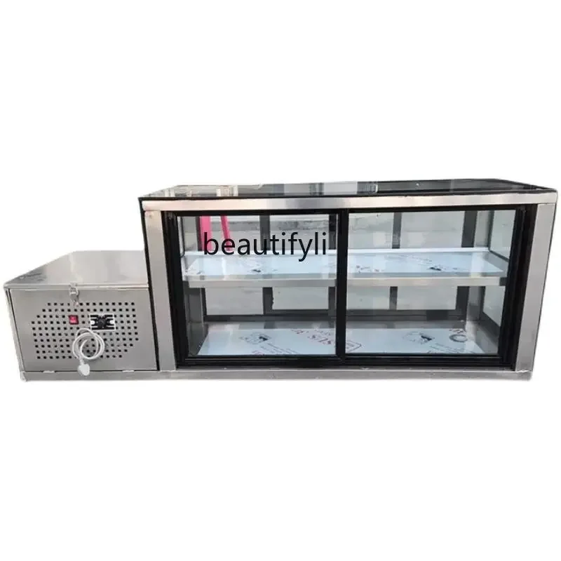 

Tricycle stall right angle refrigerated commercial fresh-keeping cabinet direct cooling sliding door glass display cabinet