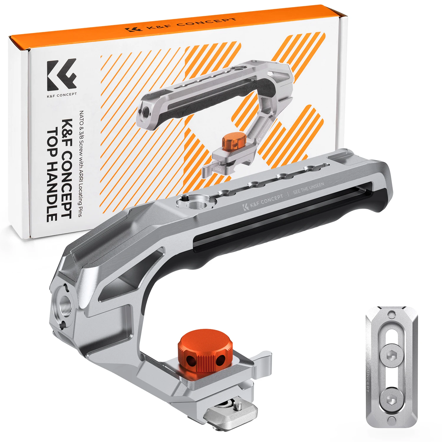 K&F CONCEPT Camera Bovengreep met Dubbele Bevestiging 3/8"-16 Locatie en NATO Grip voor Camera Cage Vervangbare Siliconen Pad 4 Cold Shoes