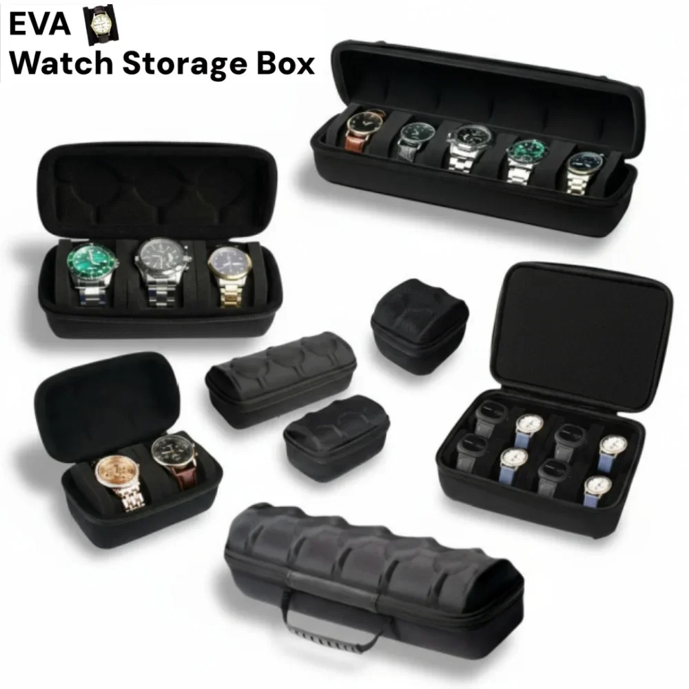 Portable Travel Watch Storage Box,1/2/3/5/8-Slot Watch Box Organizer EVA Watch Carrying Case Smart Watches Men & Women Gift