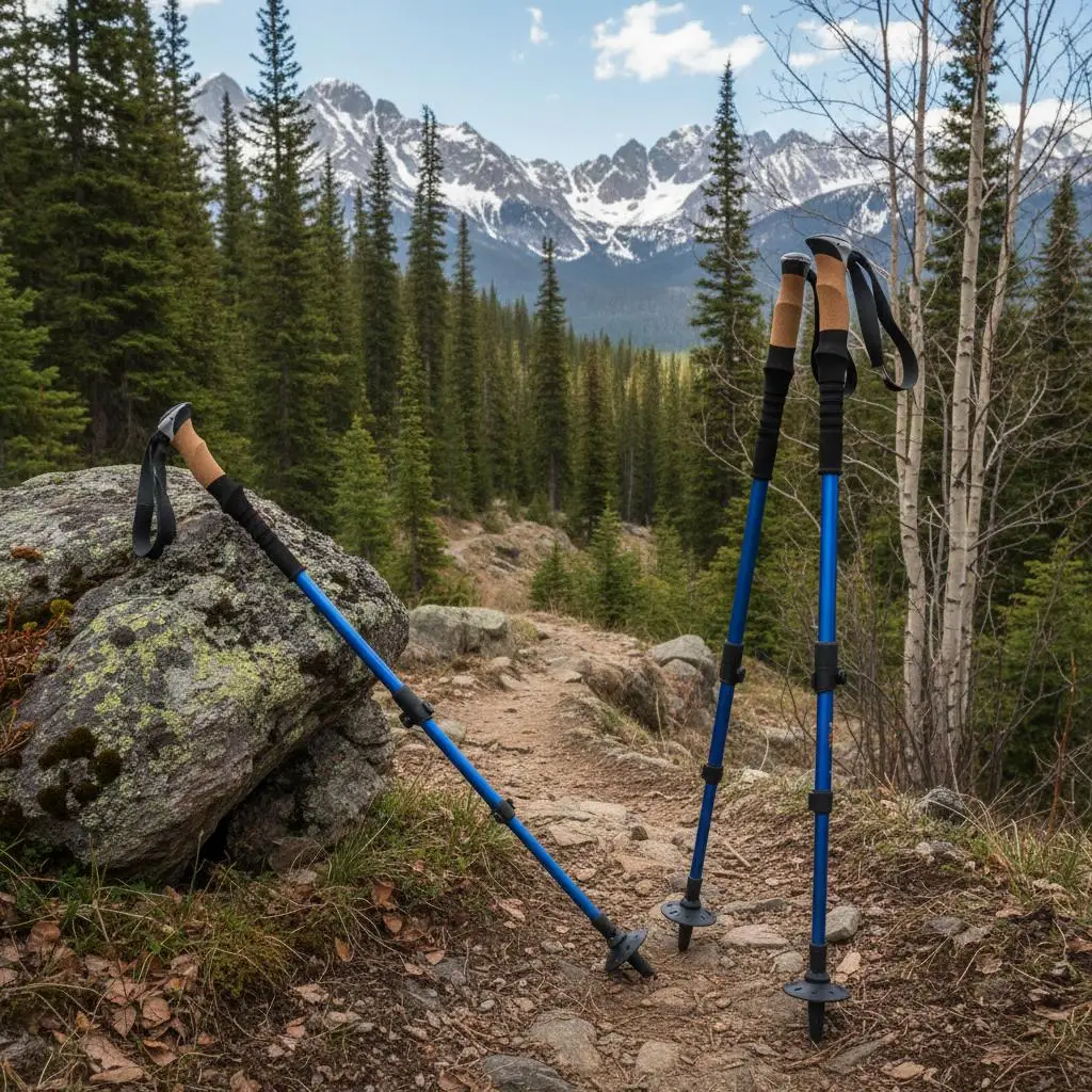 7075 Aluminium-Legierung Trekkingstöcke 95-135cm Verstellbar, Wolframkarbid-Spitzen, Komplettes Zubehör Leichtgewichtige Wanderstöcke
