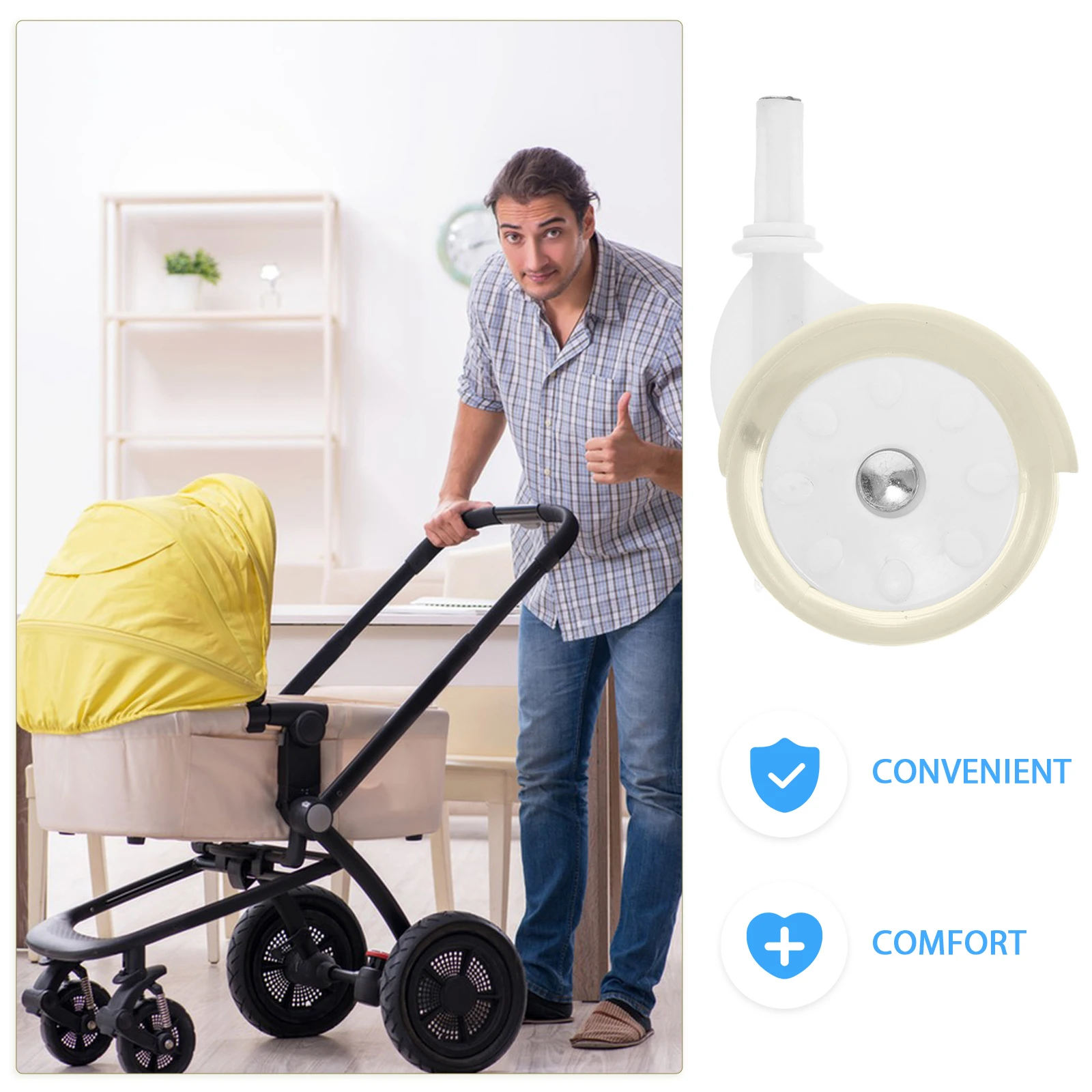 Universal Replacement For Baby Walker Stroller Caster Swivel Smooth Screw On Replacement-Wheels Grocery Replacement