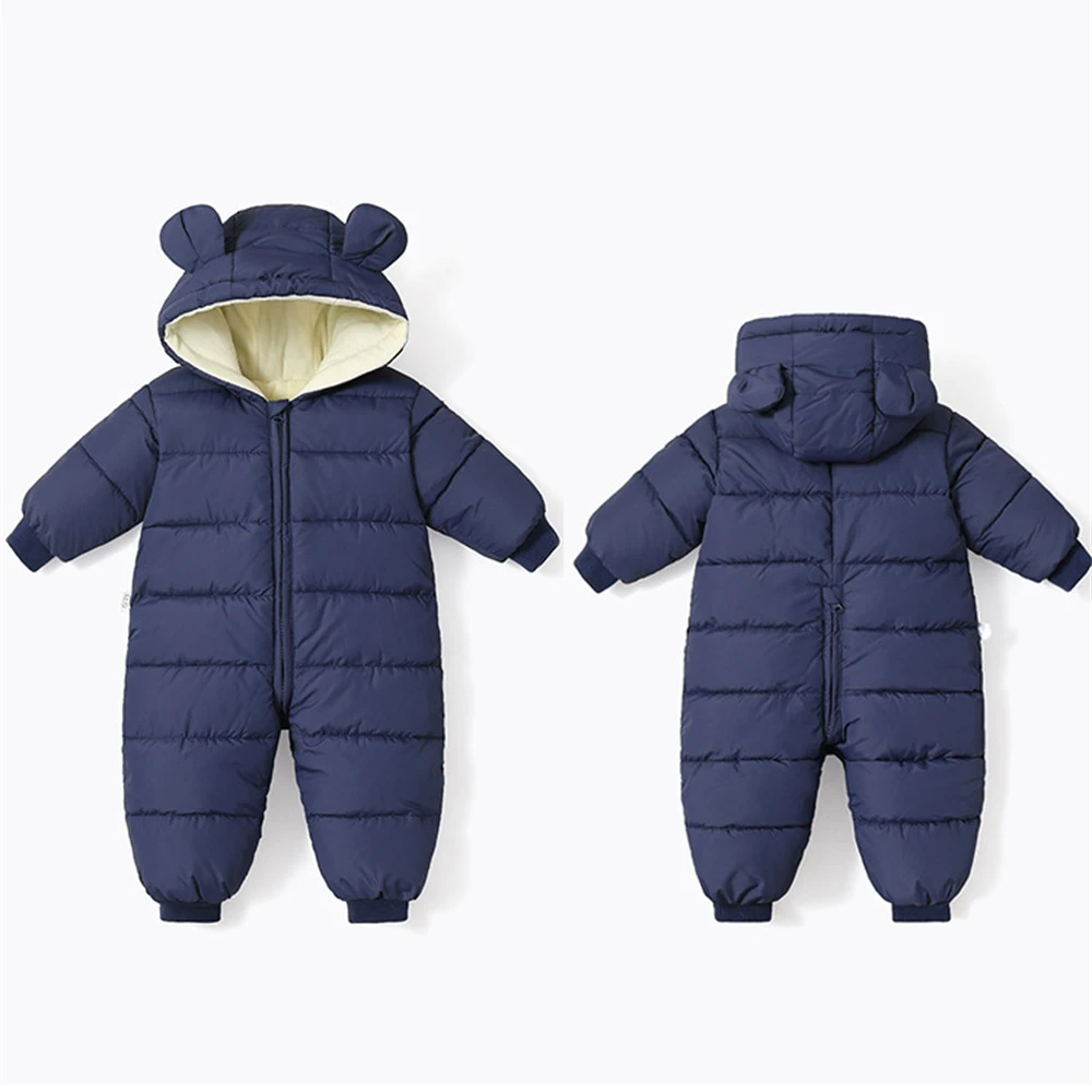 Combinaisons chaudes unisexes pour nouveau-nés, barboteuses d'hiver pour garçons et filles, vêtements pour bébés, combinaison de neige pour tout-petits, optique, document solide