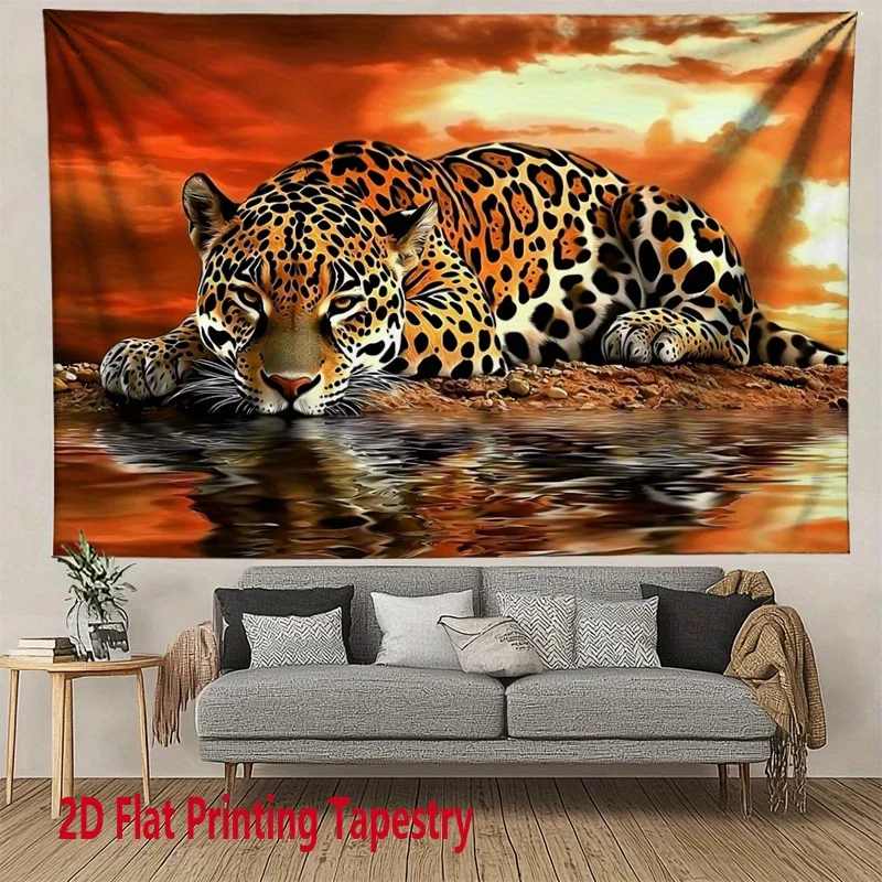 Leopard print animal pattern Digital printing polyester wall tapestry suitable for use living rooms bedrooms offices bars party