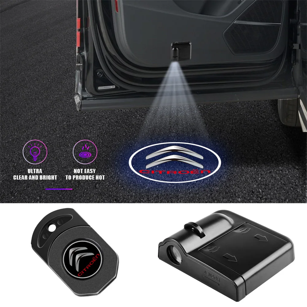1/2pcs Wireless Led Car Door Welcome Laser Projector Logo Ghost Shadow Night Lights Car Styling For Citroen C2 C3 C4 Picasso C4L