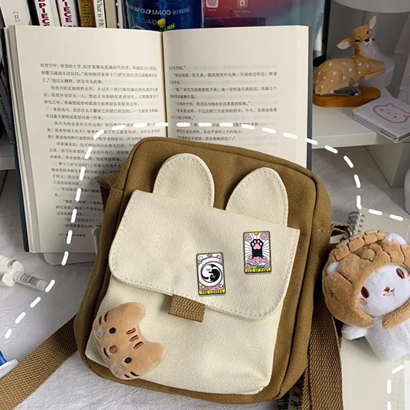 4Pcs Creative Tarot Card Cat Collection Enamel Pins Set The Moon The Lovers The World  Ace Of Paw Kitten Pattern Pet Brooches