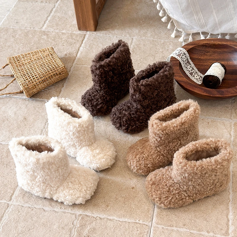 Winter Children's Outdoor Leisure Non-slip Round Short Boots 2026 New Girls' Fashion Cute Plush Warm and Comfortable Cotton Boot