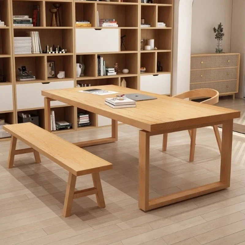 Solid wood large board desk household, workbench double long table
