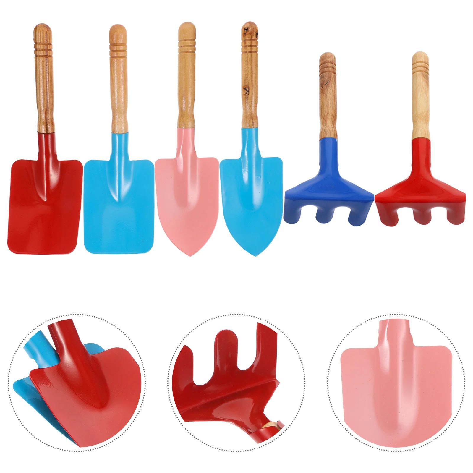 6-delige mini-tuingereedschapset voor kinderen Sterk ijzer Bouwen Gemakkelijke grip voor zandtuin Spelen Hout Tuingereedschap Leuke buitenfamilieactiviteit