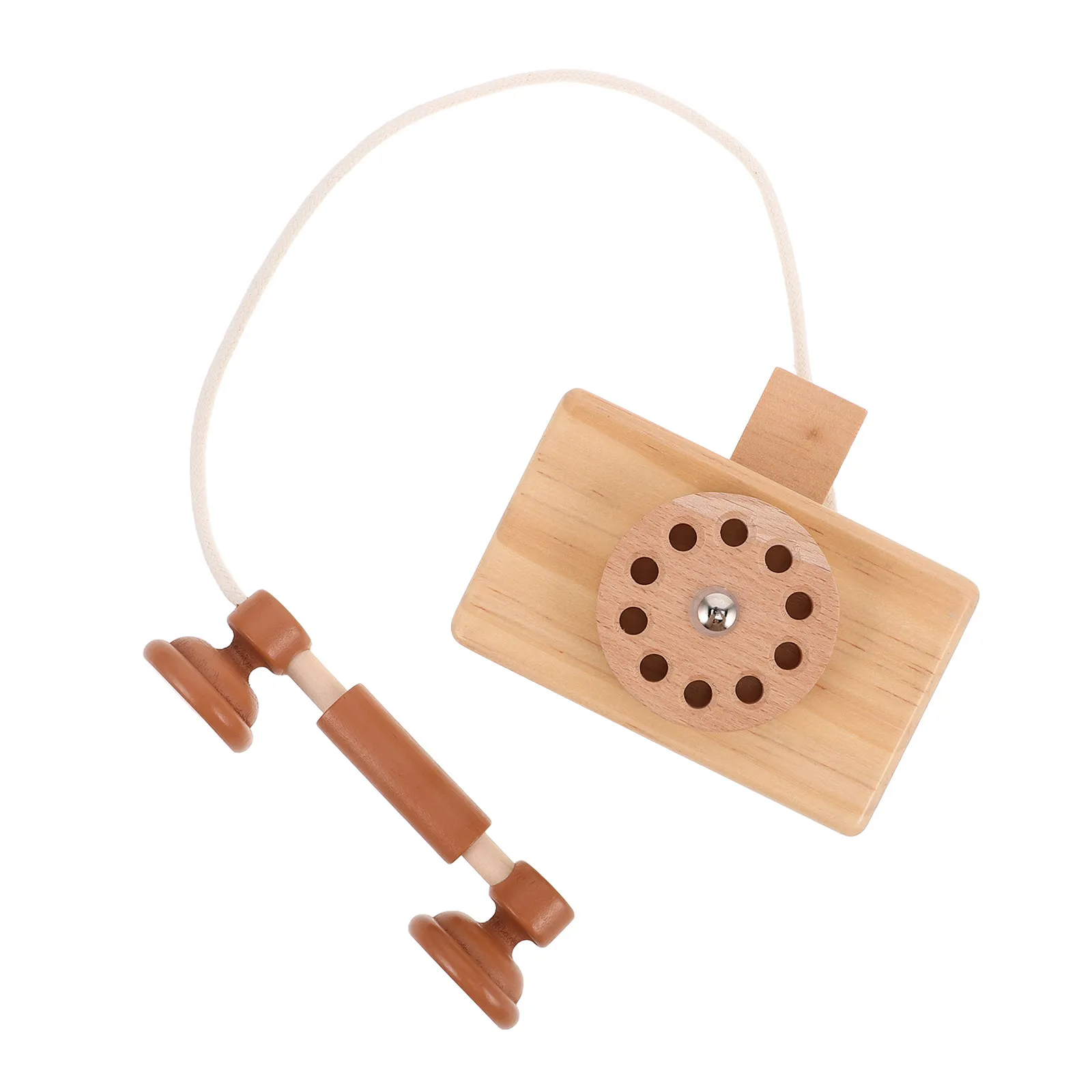

Wooden Rotary Phone Retro Vintage Telephone Pretend Role Playhouse Early Educational Telephone Christmas Present