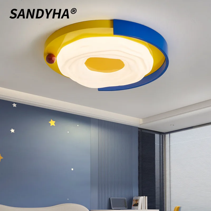 

SANDYHA Modern Creative Ceiling Light Circular Colorful Hanging Lamp LED Lighting Fixture For Bedroom Children's Room Home Decor