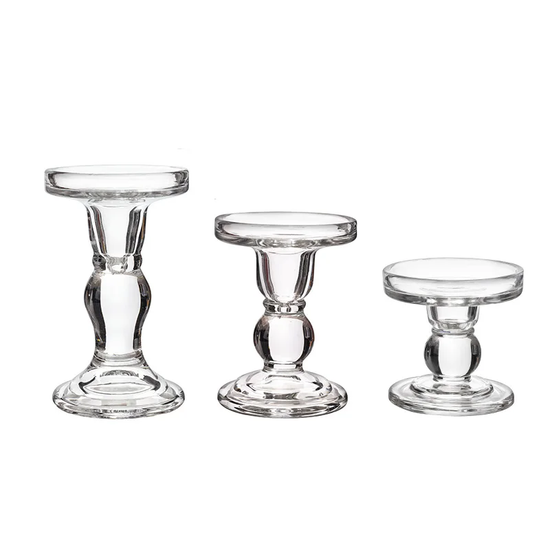 1pcs Glass Candlestick Holder For Table Centerpiece Taper Candle Holder House Warming Gift Vintage Home Decor