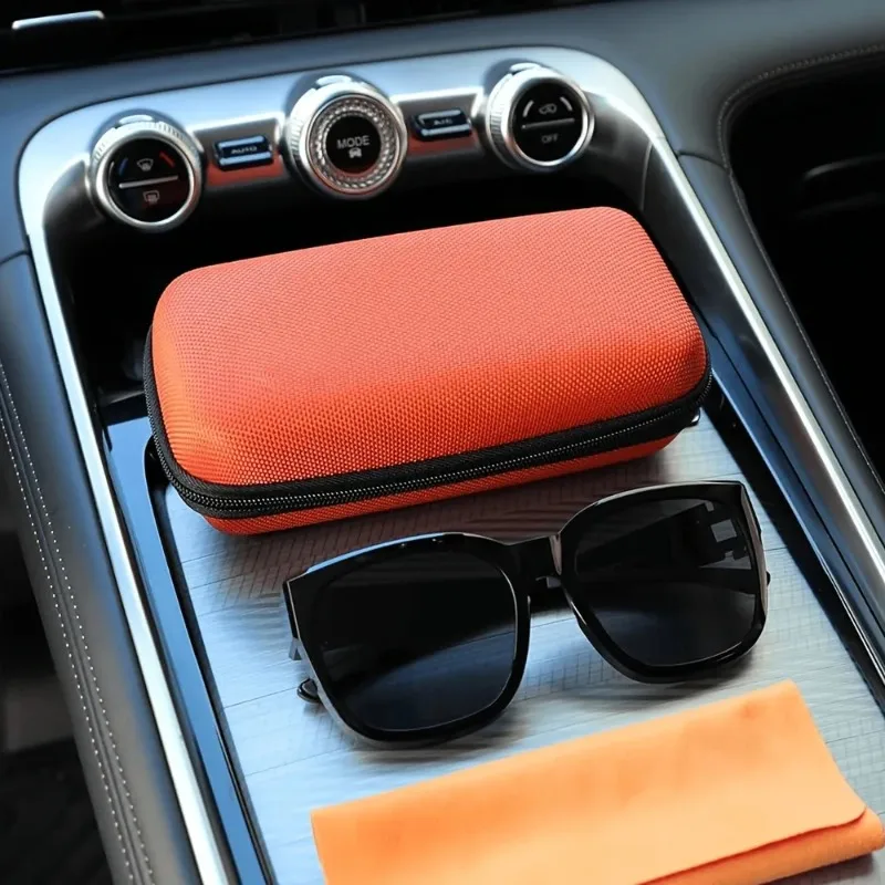 Durable Hard Shell Sunglasses Storage Box Dual Compartment Shock‑Proof Zipper Eyeglass Case for Travel Daily Outdoor Activities