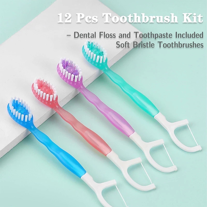 

Mini Toothbrush Exploded Bead Toothbrush With Toothpaste Portable Travel Toothbrush With Dental Floss Toothpicks Tongue Scraper