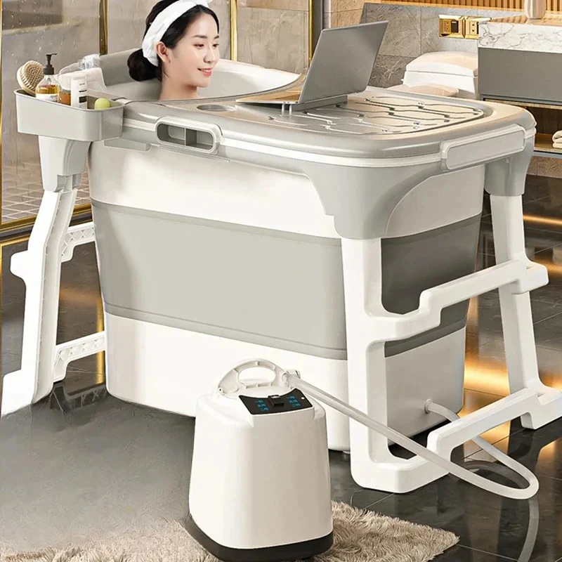 Nowoczesna wanna do gotowania potu do łazienki Zagęszczona składana wanna na całe ciało z pokrywką Proste plastikowe wanny dla dziecka