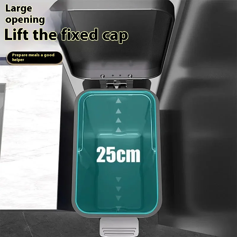 12/15/18L Wastebasket Treadle with Lid Stainless Steel Odor Resistant Home Trash Bin Kitchen Bathroom Large Capacity Garbage Can