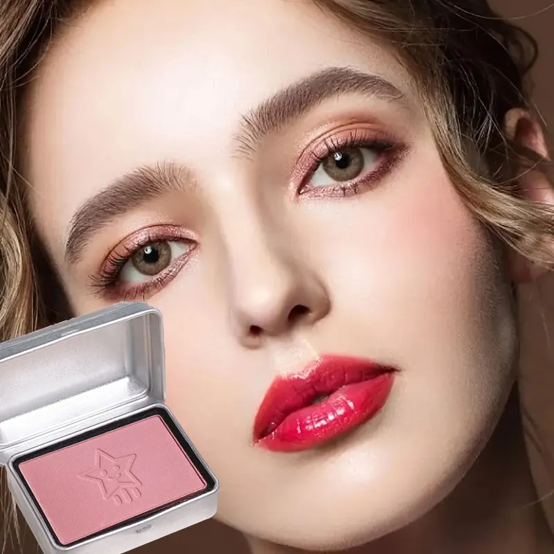 4 ألوان متوفرة صندوق حديد أحمر خدود أحادي اللون، لوحة أحمر خدود غير لامعة بلون الخوخ لتفتيح لون البشرة، تعديل لون المخطط المخطط