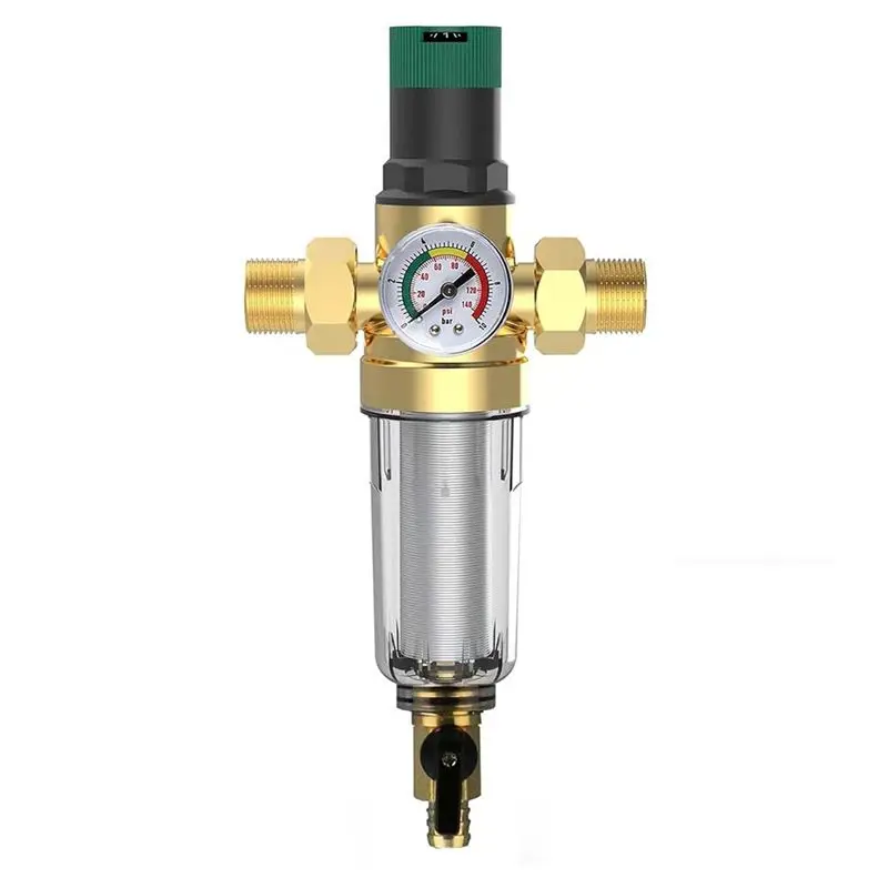 Backwash Filter With Pressure Regulator And Pressure Gauge, 3/4 Inch House Connection, Reusable Pressure Regulator