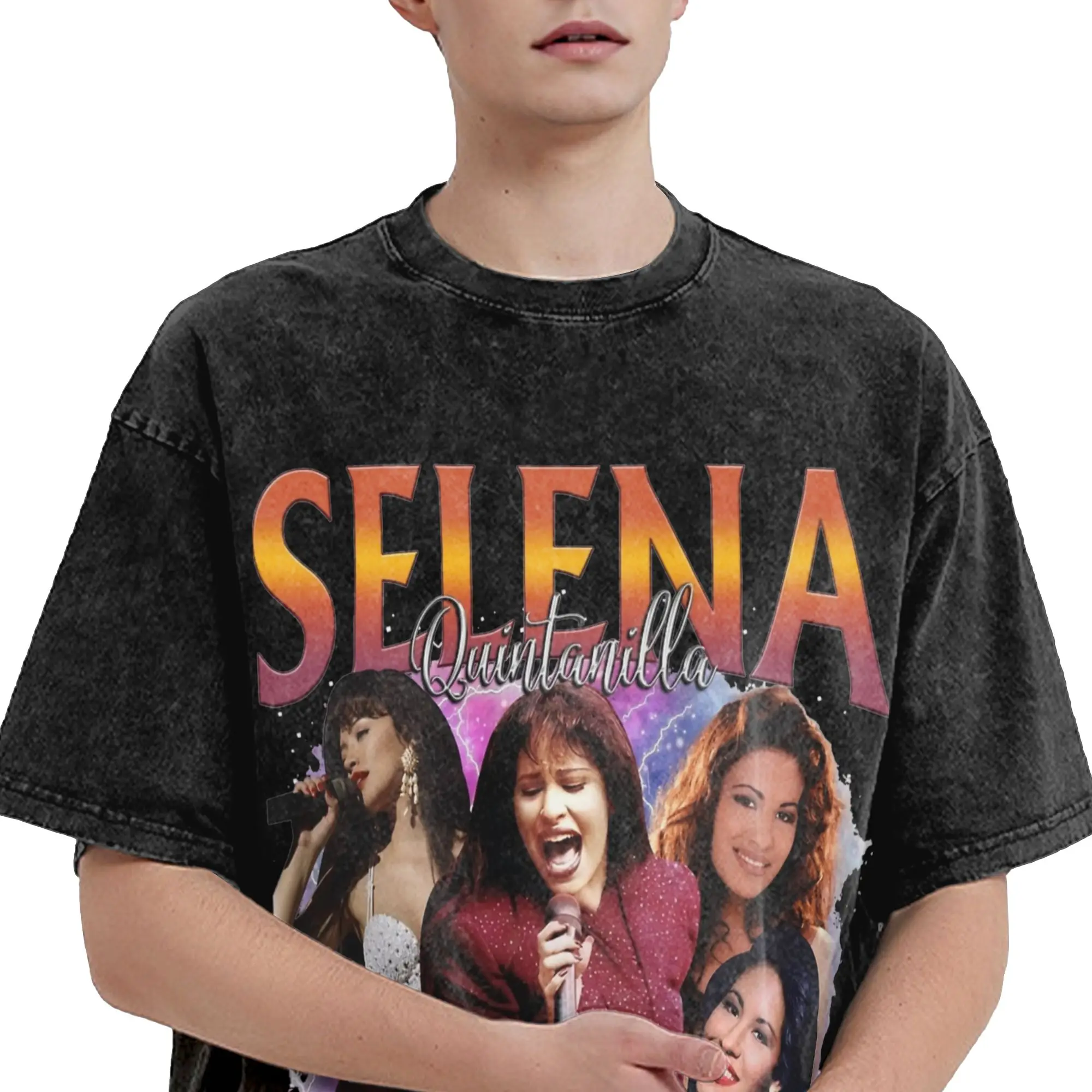 Graphic Printed Selena Quintanilla  Washed Shirts Outfit Harajuku T-Shirts  for Men Women Tee