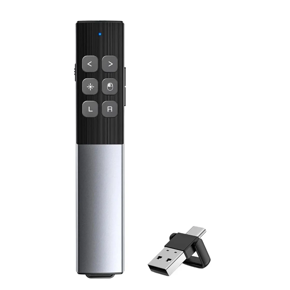 A60P Wireless Presentation Clicker with Air Mouse, Rechargeable Remote for PowerPoint, PC, Laptop