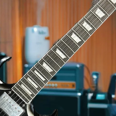 Electric Guitar Silver Gray Sunburst with Large Pickguard Mahogany Body HH Pickup Double Cutaway Body Rosewood Fingerboard Gift view 3