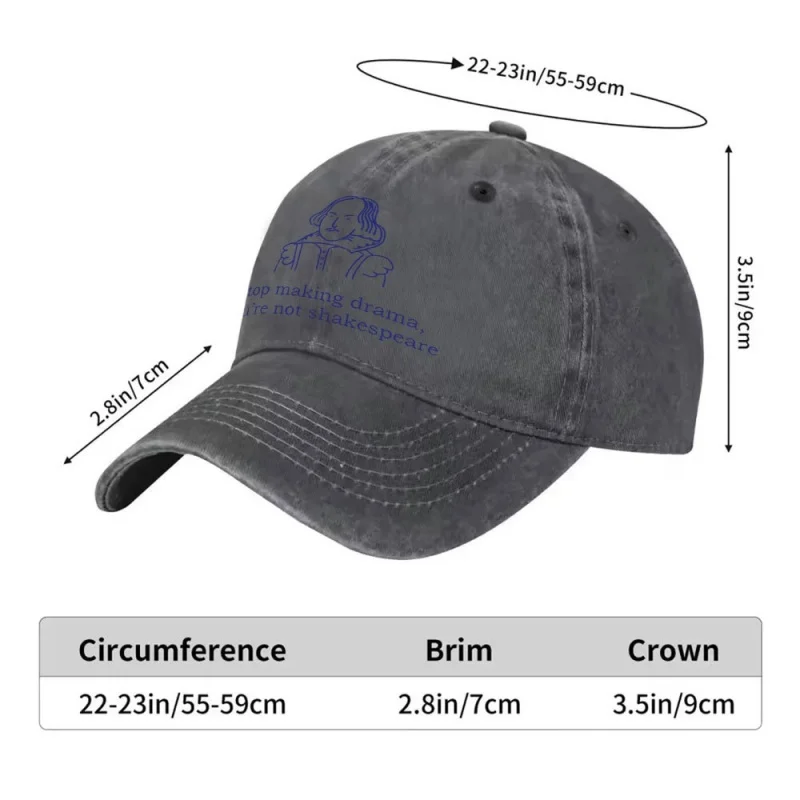 Stop Making Drama You're Not Shakespeare Washable Adjustable Baseball Cap Unisex Lightweight Breathable All-Season