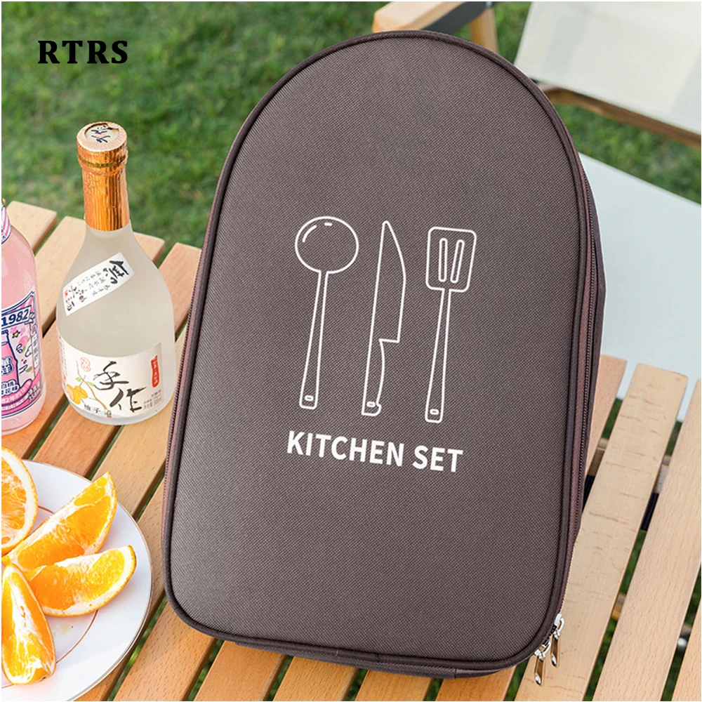 Outdoor Camping Cookware Storage Bag, Kitchenware Bolsa, Churrasco Faca Bag, Portátil Viagem Cutelaria Cooler Bag, Piquenique Bag