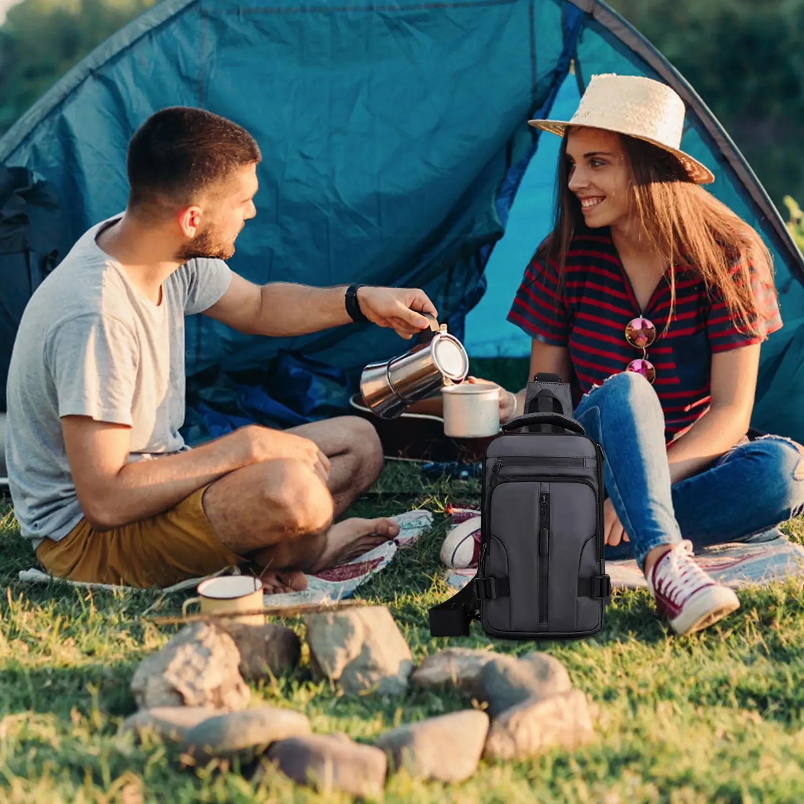 

Travel Sling Bag Lightweight Waterproof Bag Walking Shoulder Backpack For Daily Commuting Camping Workplace Business Leisure