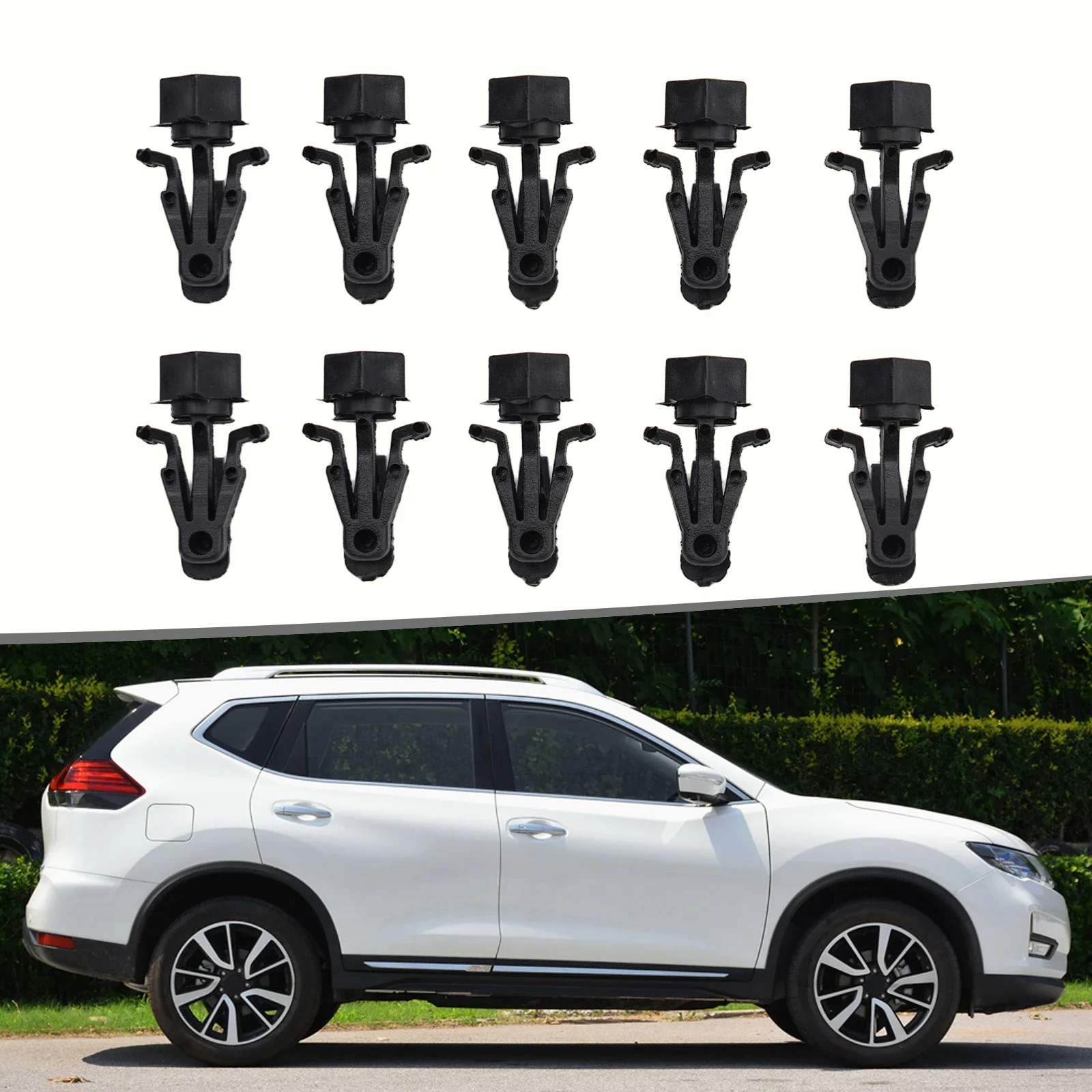 10 Black Car Bumper Grille Retainer Fastener Clips Bumper Hood Clips For Nissan Car Accessories High-quality Fixing Clips