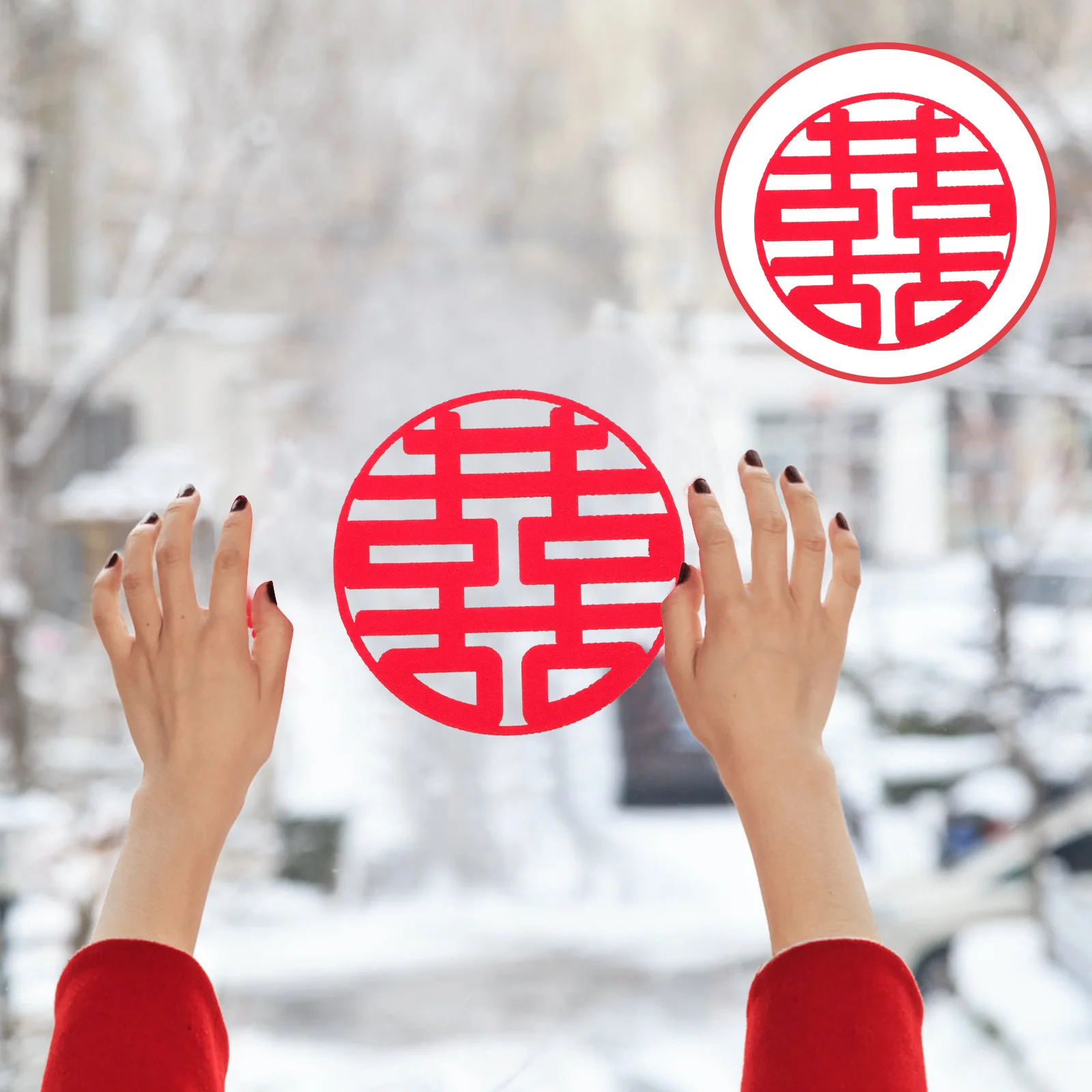 

30Pcs Xi Wedding Stickers Red Non-Woven Chinese Paper-Cut for Door Window Wall Decor Happy Festival Marriage Celebration