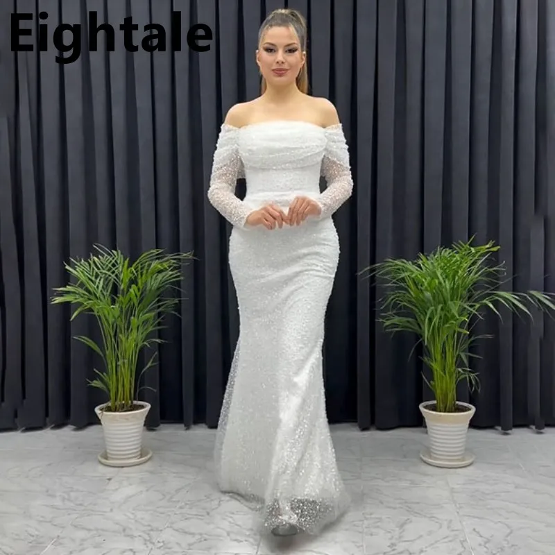 

Eightale 2024 Mermaid Sequin Prom Dress Off Shouder Long Sleeve Evening Dress Women Formal Party Gown Robes De Soirée