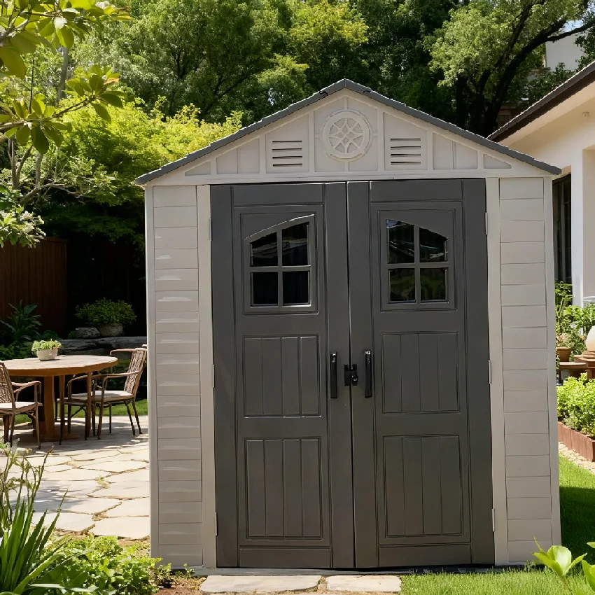 

Многофункциональный экологичный садовый сарай из HDPE-пластика, ветро- и водонепроницаемый, легко собираемый, для хранения на открытом воздухе