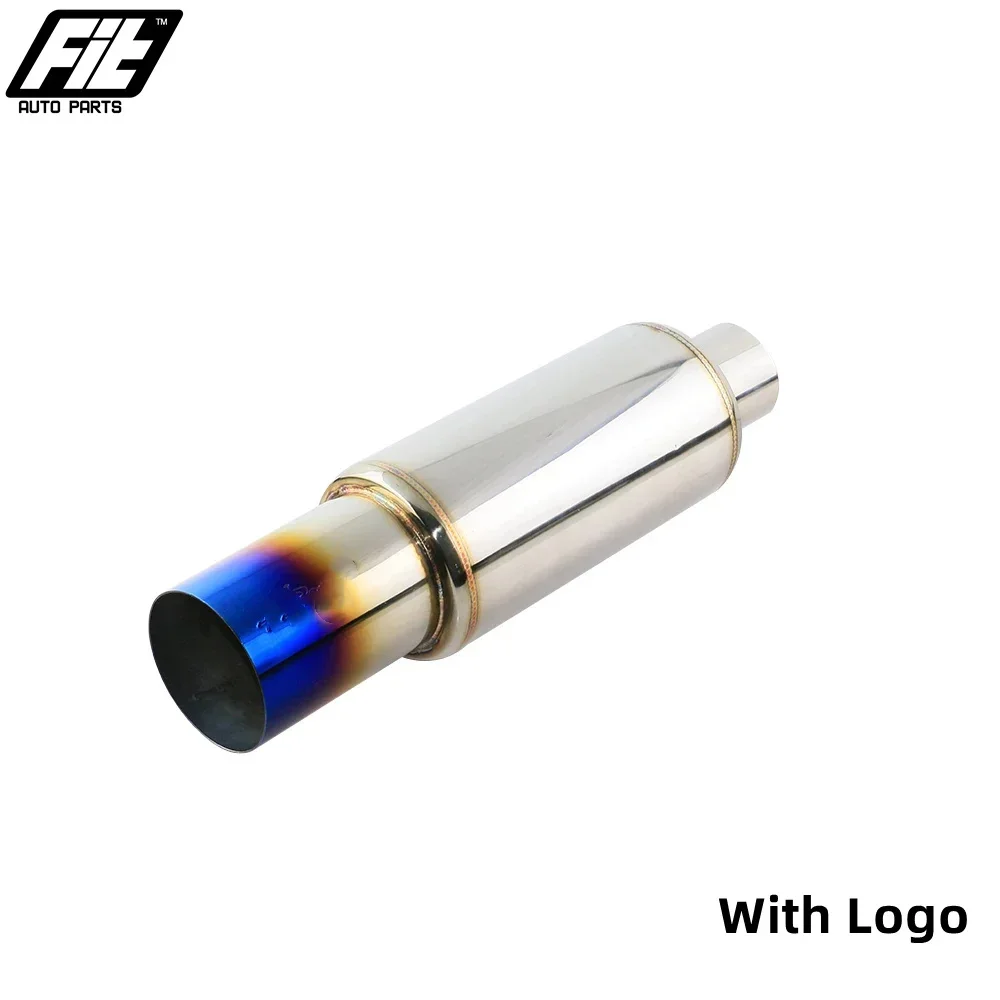 Universele auto rechte uitlaatpijp 2 inch inlaat Verbrand blauw Sportuitlaatdemper 3,5 inch uitlaat