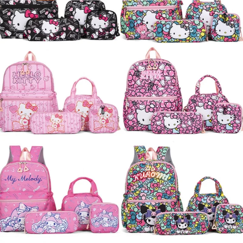 

New Hello Kitty Backpack Set For Women, 4-Piece Backpack Set, Kulomi Melody Elementary School Backpack For Girls In Stock Gift