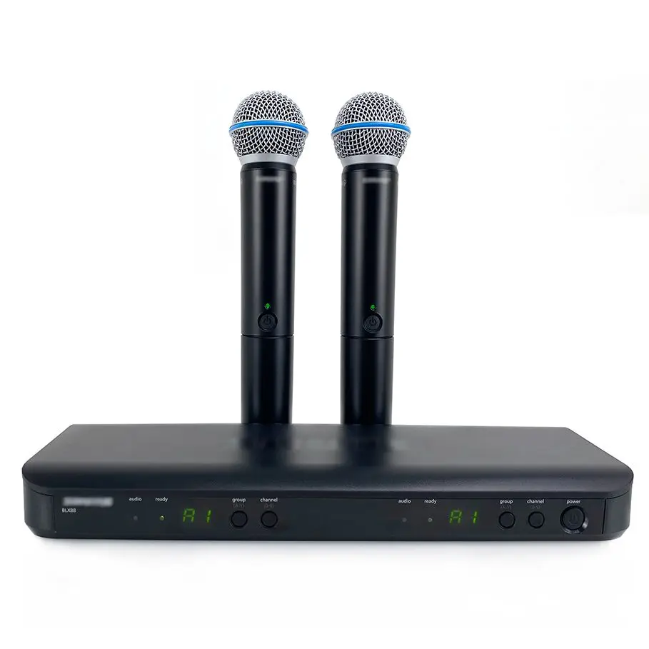 BLX288 Wireless Dual Channles Vocal Microphone System with Two Selectable Handheld Mic Transmitters for Stage Performance