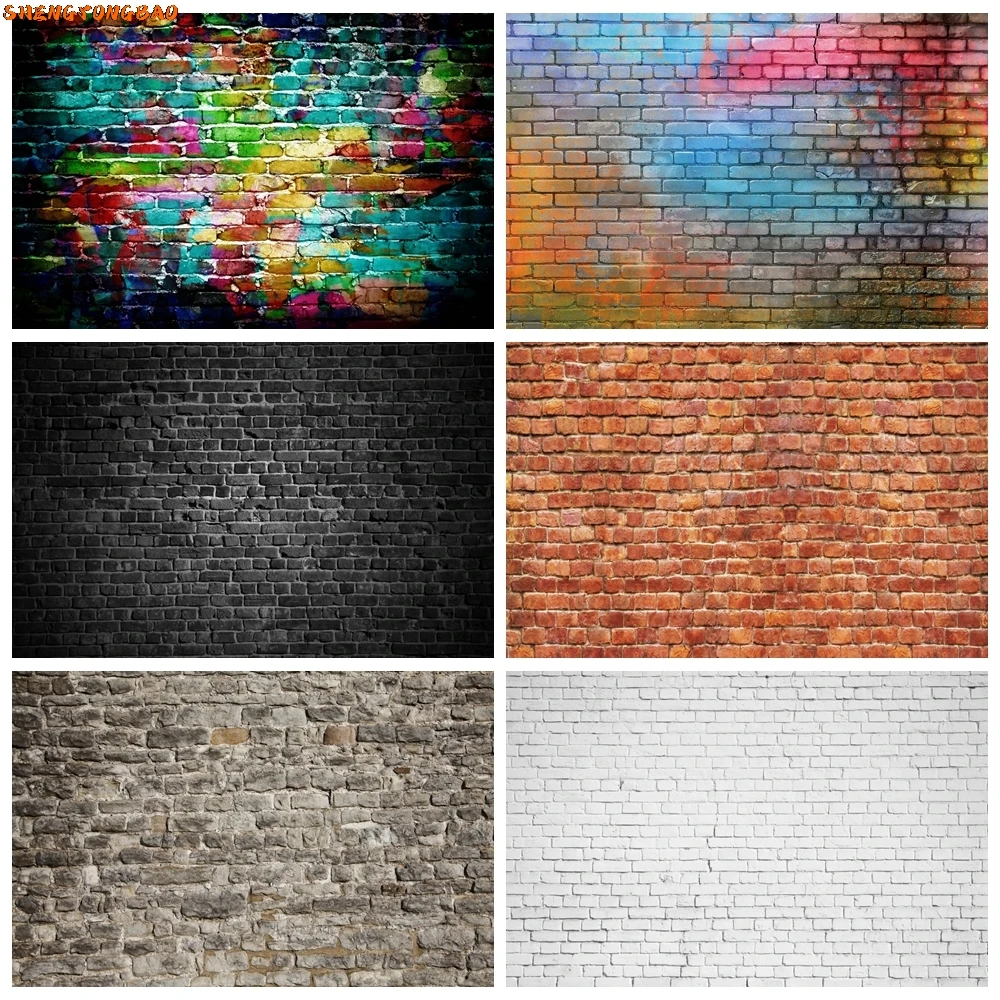 Grunge Brick Wall Stone Photography Backdrop Greenery Green Leaves Graffiti Wedding Baby Birthday Portrait Background Photozone