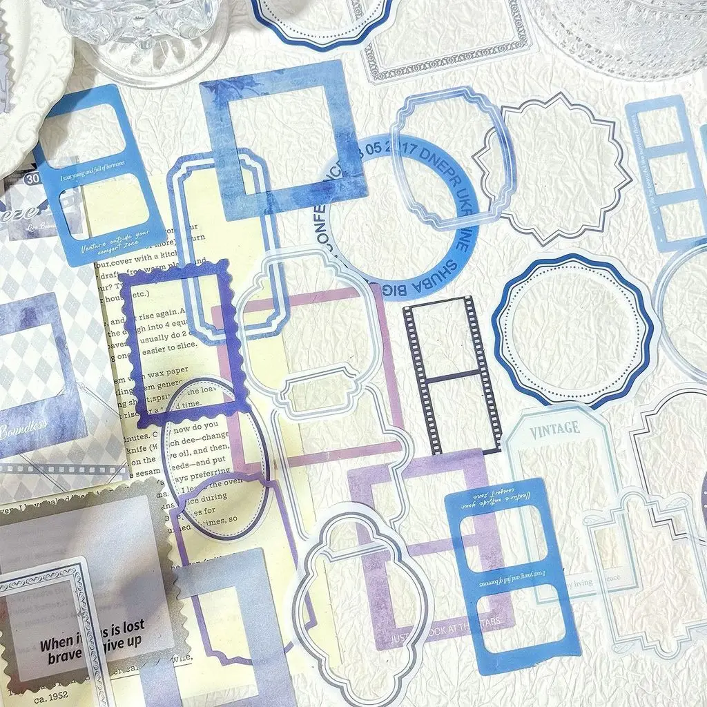 30pcs Transparent PET Frame Stickers Scrapbooking Supplies Journaling for Card Making Scrapbook Materials Craft Daily Planner
