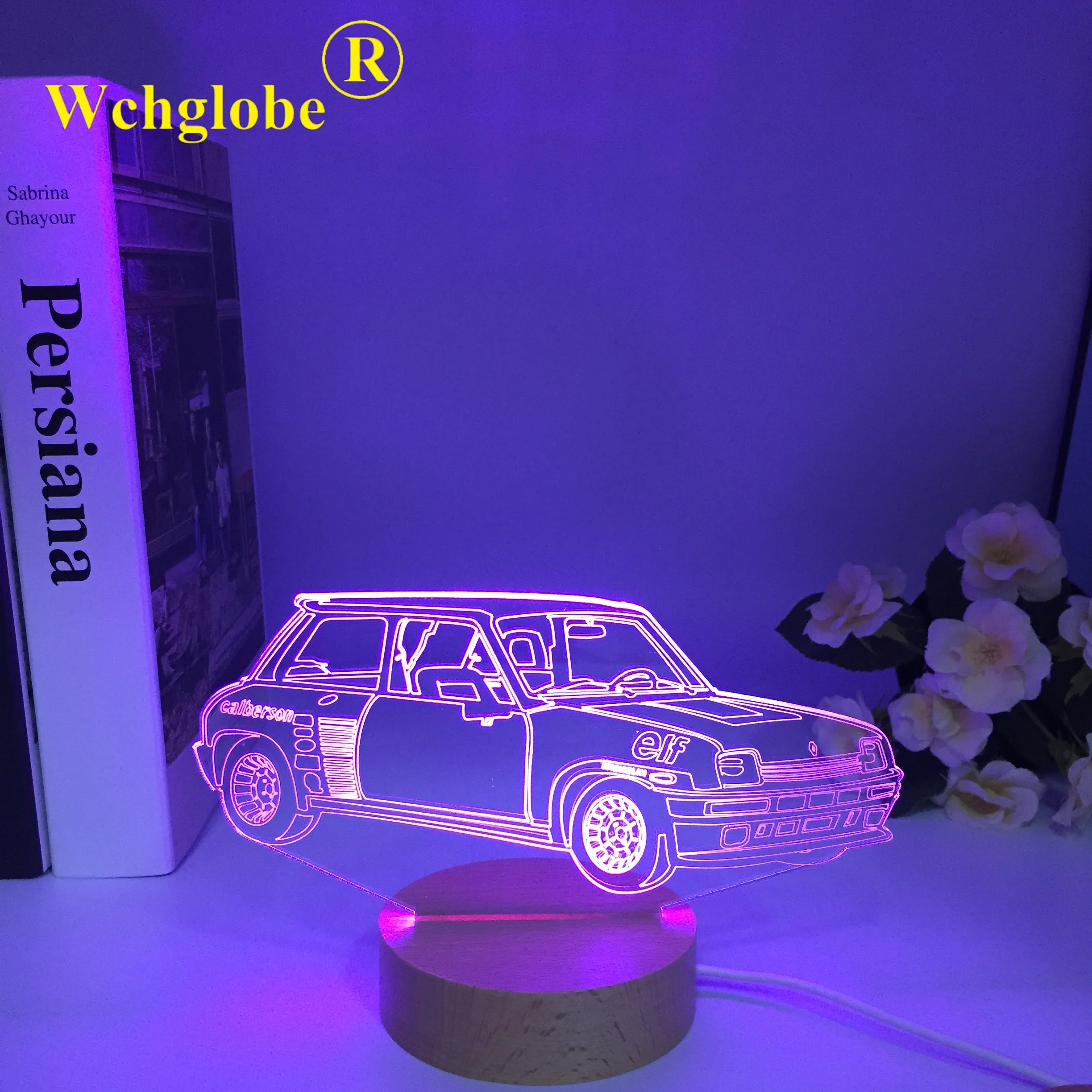 Wooden Cool 3D Car Theme Night Light LED USB Table Desk Lamp Home Decor Christmas Gift Kids Toys Birthday Present Multicolors