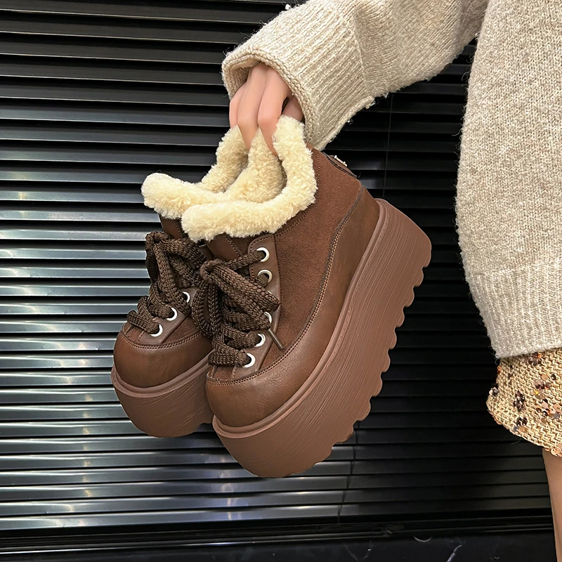 

Женские ботинки 9 см с бархатными зимними ботинками, зимняя обувь, женские повседневные легкие ботильоны, теплые ботинки Para Mujeres