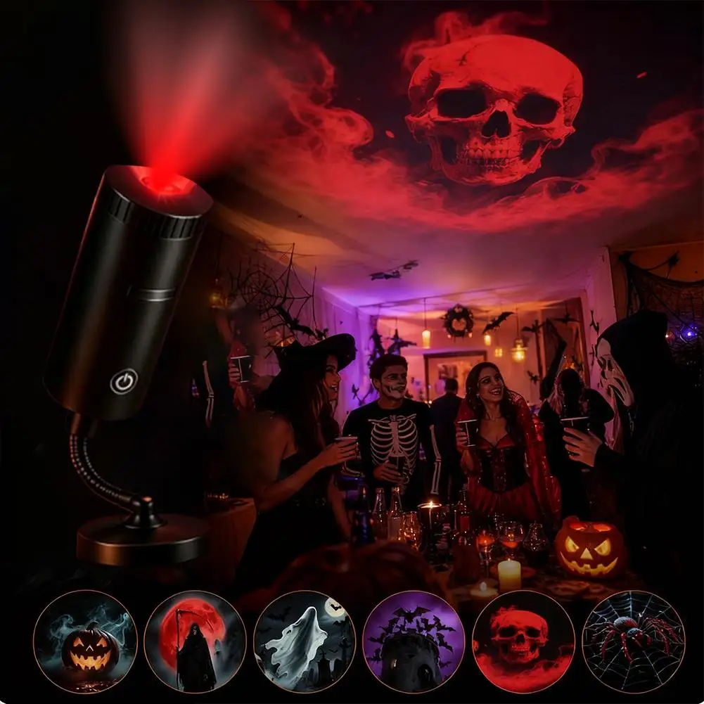 HD Star Projector Halloween 6-Disc Set USB Projection Light Perfect for Bedrooms, Parties & Ghost House Displays