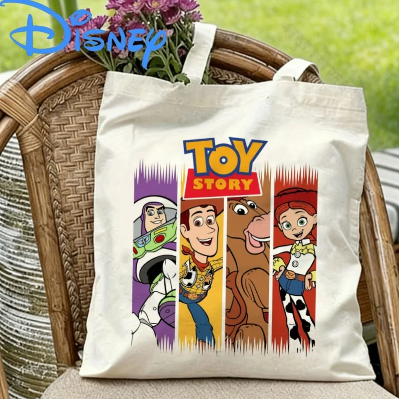 1PC Disney Toy Story Characters Buzz Woody Bullseye Jessie Print Canvas Tote Shoulder Bag