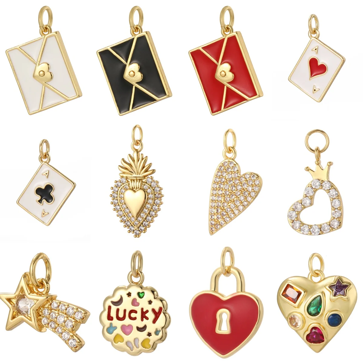 

Bohemian Heart shaped Chrams Envelope Love Letter Pendant Jewelry Making Supplies Golden Diy Bracelet Necklace Earring Pendant