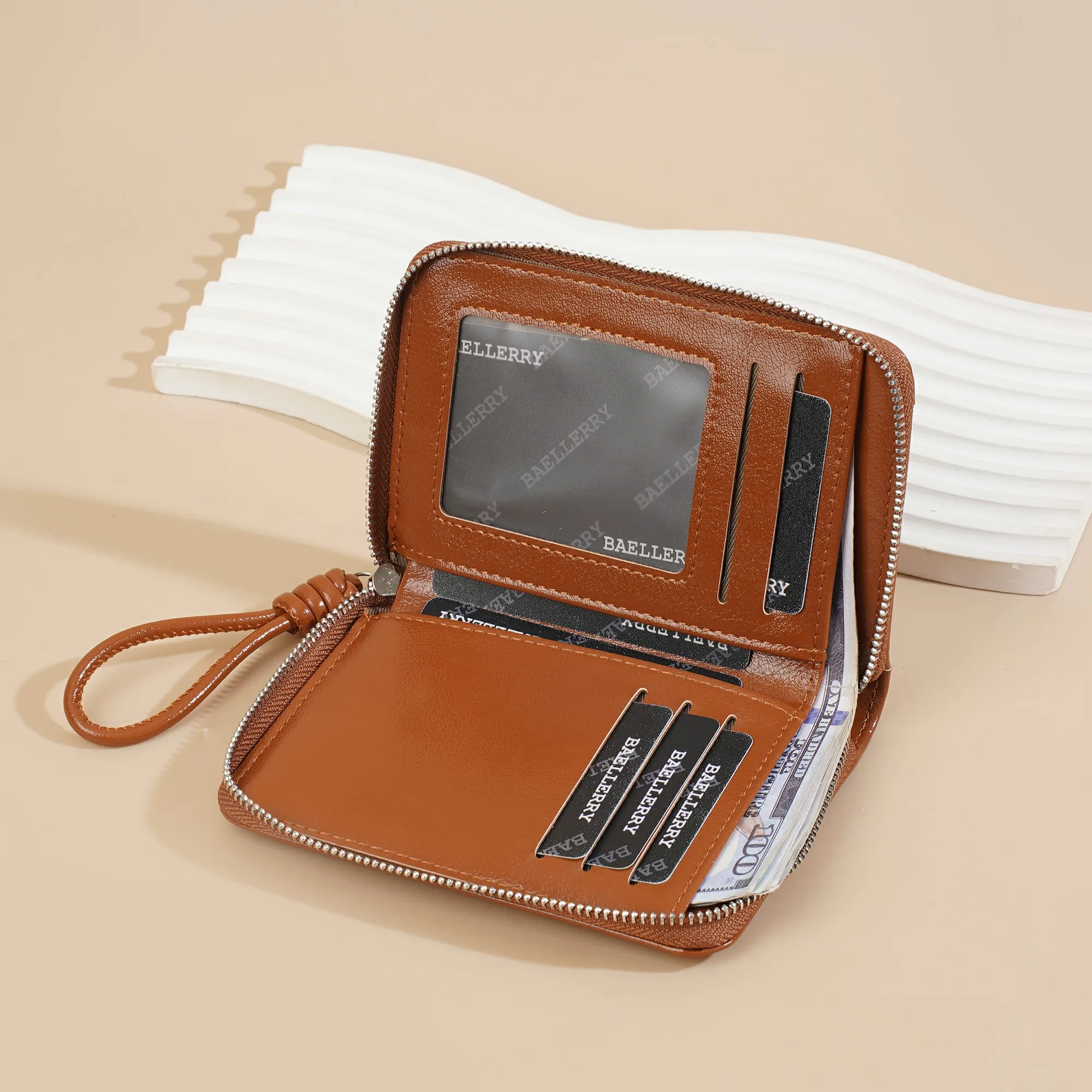 Baellerry Damen-Geldbörse mit kurzem Reißverschluss und Handschlaufe, 7 Kartenfächer, Ausweisfenster, Münzfach, minimalistisch, tragbare Geldbörse, kleine Alltagsgeldbörse, Geschenk für Mädchen – Detail 33